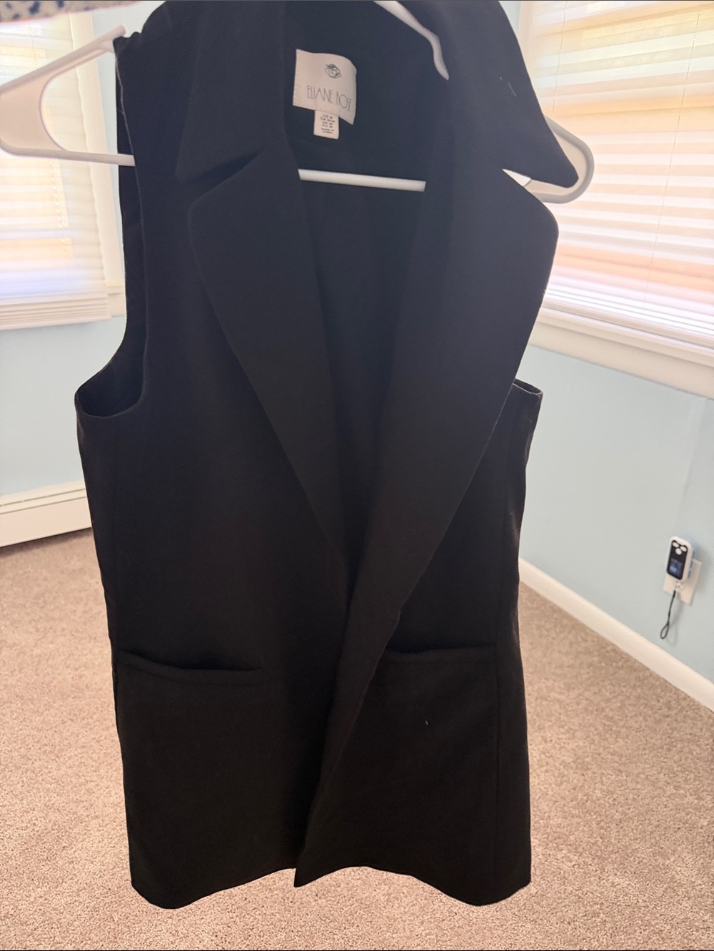 Elan Black Tailored Sleeveless Long Vest
